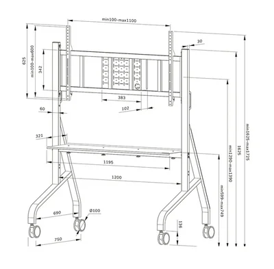 Neomounts Move Go XL Mobile Floor Stand (fast install, height adjustable)