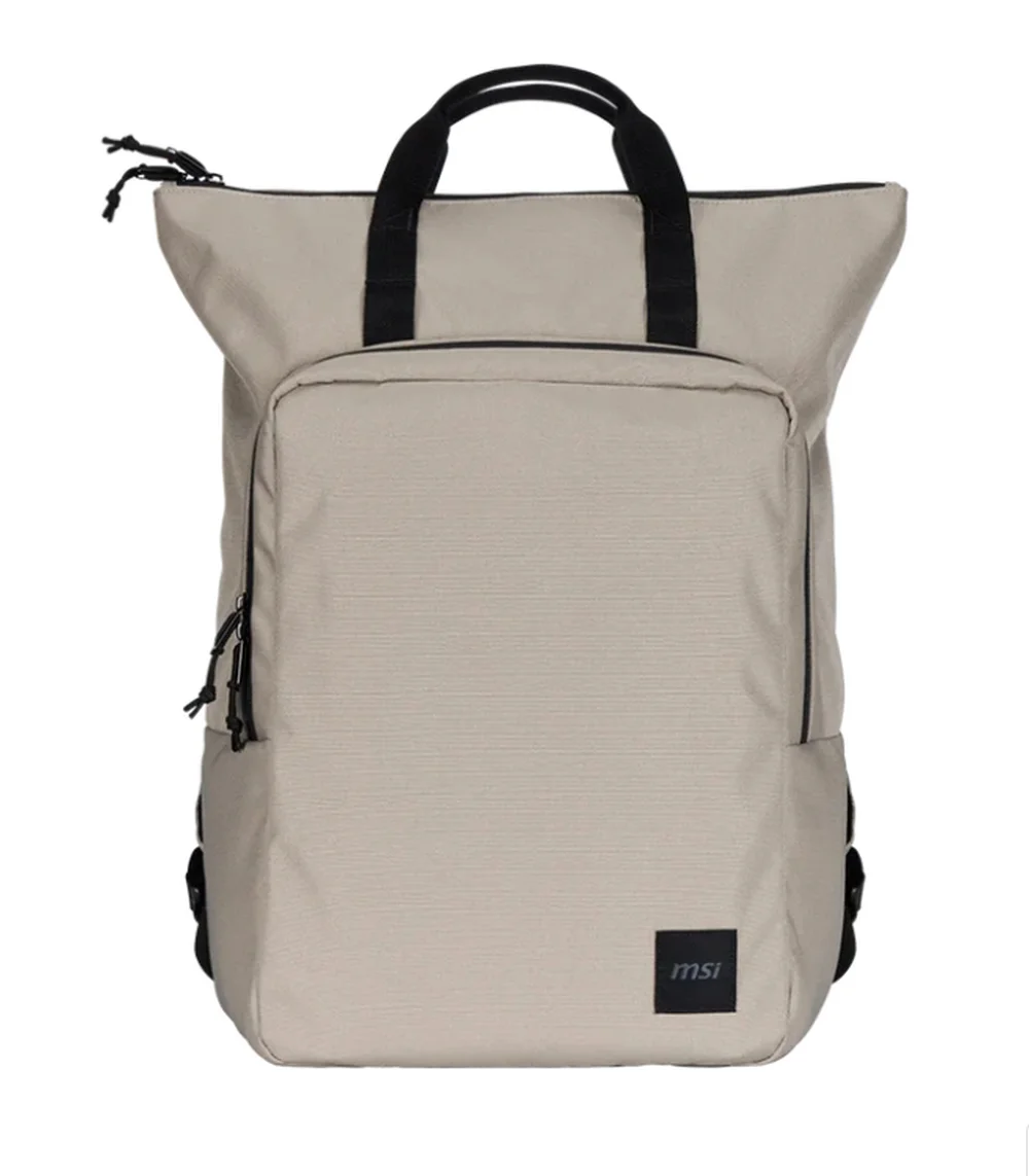 MSI Venture Backpack, For up to 16 inch laptops, Front zipper storage bag, Water-repellent and wear-resistant, Moisture - bacteria proof, Environmentally certification, Desert beige grey, 46 x 40 x 15cm , easily accommodating laptops under 16 inches