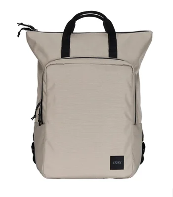 MSI Venture Backpack, For up to 16 inch laptops, Front zipper storage bag, Water-repellent and wear-resistant, Moisture - bacteria proof, Environmentally certification, Desert beige grey, 46 x 40 x 15cm , easily accommodating laptops under 16 inches