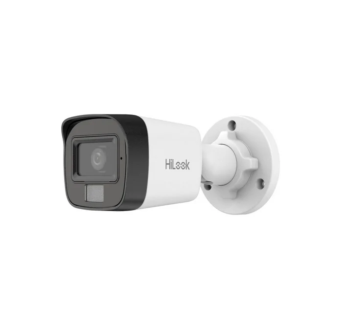 Камера за видеонаблюдение Hi-Look 2 MP Smart Hybrid Light MD 2.0 Bullet HIKVISION, 2.8mm, F1.6, IR, бяла светлина до 30m, H.265+, IP67, цифров WDR, 3D DNR, микрофон, 12VDC/PoE