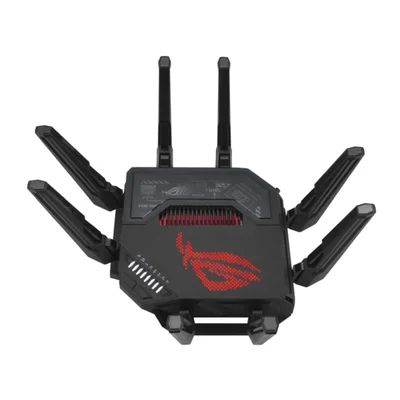 Asus Gaming Wireless Router, ROG Rapture GT-BE98, BE25000, Quad-Band, Quad-Core 2.6GHz CPU, 256MB/2GB Flash/RAM, 10G dual-port, 2.5G quad-port, AiProtection Pro, RangeBoost Plus, AiRadar TX, open NAT, VPN Fusion, multiple SSIDs, IPTV, RGB, AiMesh, Black