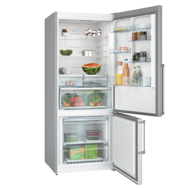 Bosch KGN76XIEP SER4, Free-standing fridge-freezer, Total No Frost, E, 186/75/80cm, 526l(406+120), 40dB, VitaFresh XXL, PerfectFit, Stainless steel with fingerprint protection
