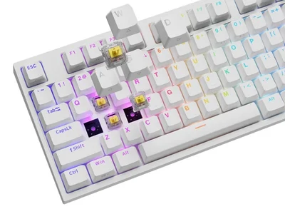 Genesis Mechanical Gaming Keyboard Thor 404 White RGB Backlight Gateron Yellow Pro, US Layout