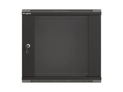 Lanberg rack cabinet 19" wall-mount 9U/540x350 (flat pack) with glass door black