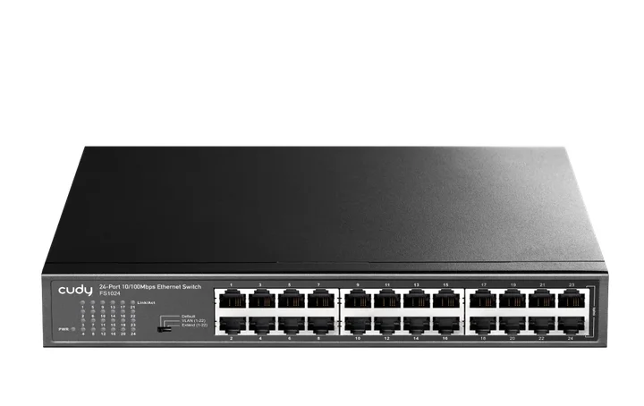 Cudy FS1024 24-Port 10/100 Mbps Metal Switch, 24 10/100 Mbps RJ45 Ports, Rack-mountable Steel Case