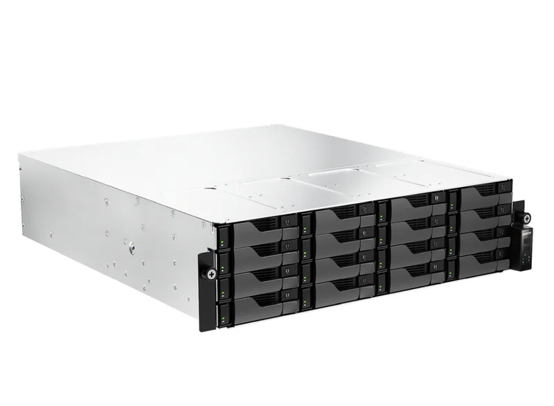 Asustor AS7216RDX, 3U 16-bay NAS, AMD Ryze 7 Pro 7745 Octa-Core 3.8GHz (up to 5.3GHz), 16GB ECC DDR5-4800 UDIMM (Max. 192GB), 12x SATA3 6Gb/s; 3.5"/2.5" HDD/SSD,1x M.2 NVMe slot (PCIe Gen5 x4), 2x GLAN 2x 10GLAN (10G/1G), Redundant 550W, Rail Kit, Black