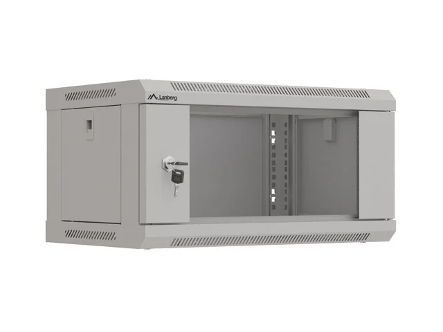 Lanberg rack cabinet 19" wall-mount 4U/540x350 (flat pack) with glass door grey