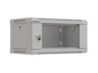 Lanberg rack cabinet 19" wall-mount 4U/540x350 (flat pack) with glass door grey