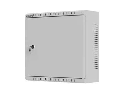 Комуникационен шкаф LANBERG – TPR, 10", 2U, 340 x 340 x 140 mm, стенен монтаж, с метална врата, сив
