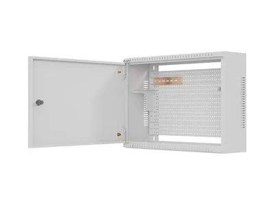 Комуникационен шкаф LANBERG – TPR, 10" & 19", 3U, 560 x 420 x 180 mm, с мрежест панел, сив