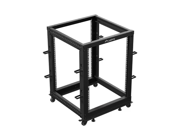 Lanberg open rack 19" 15U 600x600-1100 adjustable, black