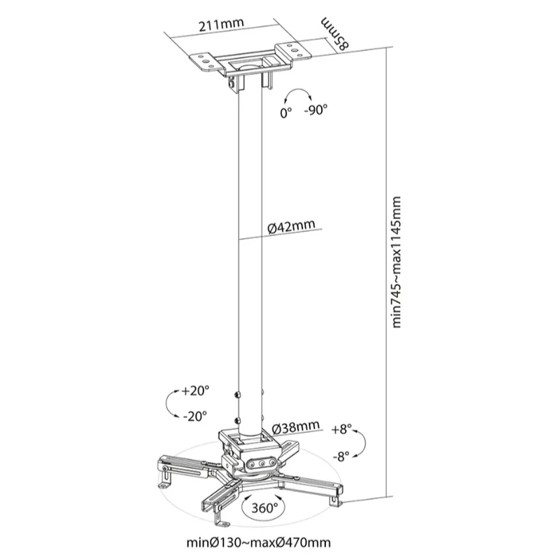 Neomounts Projector Ceiling Mount (height adjustable: 74-114 cm)