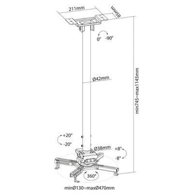 Neomounts Projector Ceiling Mount (height adjustable: 74-114 cm)