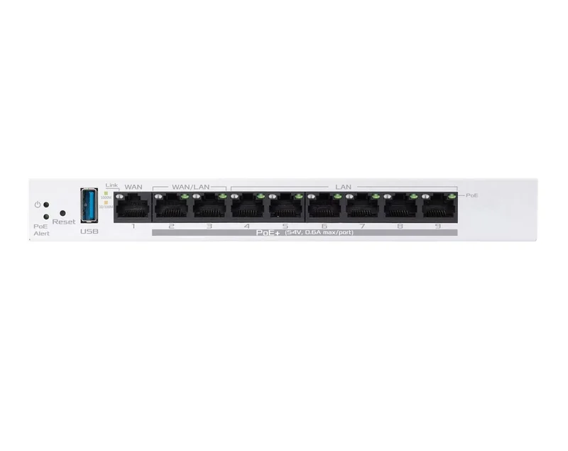 Asus Business Gigabit PoE+ VPN Wired Router, ExpertWiFi EBG19P, 8 PoE+ ports, 123W, 1 gigabit WAN+2 gigabit WAN/LAN, USB 3.2, PoE centralized control, SDN, guest portal, Multi-WAN, Commercial-Grade Network Security & VPN, wall mounting,White