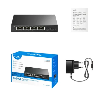 Мрежов суич CUDY – GS108ES2, 8 порта Gigabit, 2 SFP, Web управление