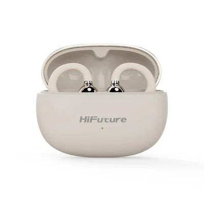 Слушалки HIFUTURE FlexClip Champagne Gold, Open Ear Comfort, Bluetooth 5.4, до 30 часа, IPX5, 12mm Driver
