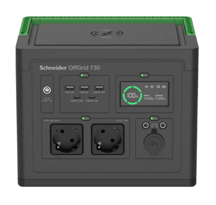 Преносима електроцентрала APC OffGrid Power Station 730 PPS730-GR 738Wh литиева батерия, 2x Schuko, синусоида, черен/зелен