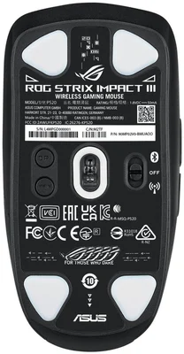 Asus ROG Strix Impact III Wireless Gaming Mouse, 57 G Lightweight, 36K DPI Sensor, Bluetooth & 2,4GHz RF, ROG SpeedNova, Up to 618hrs Battery Life, Replaceable Switches, ROG Omni Receiver, Black