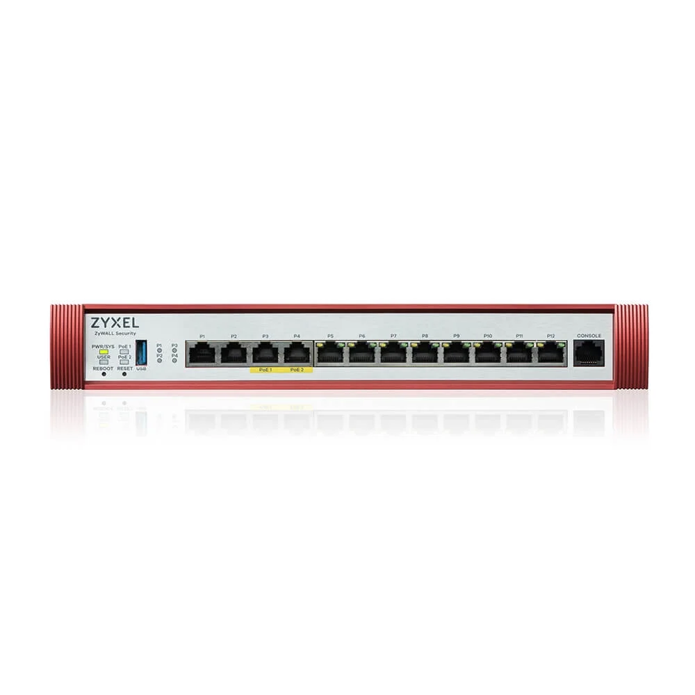 ZyXEL USG FLEX 500 H, User-definable ports with 2*2.5G, 2*2.5G (PoE+) & 8*1G, 1*USB  with 1 YR Entry Defense Pack