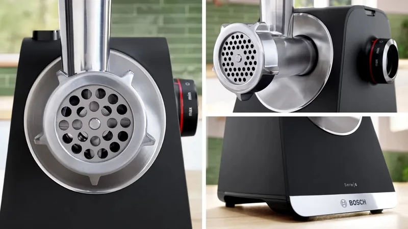 Bosch MFWS640B, SER6, Meat mincer - MultiPower 2100 W, Planetary gearbox, 3,5 kg/min, kebbe attachment, sausage attachment, shredding attachment, reverse function, Black