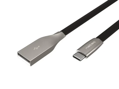 USB кабел NATEC USB-C (M) към USB-A (M) 2.0 1m черен метал