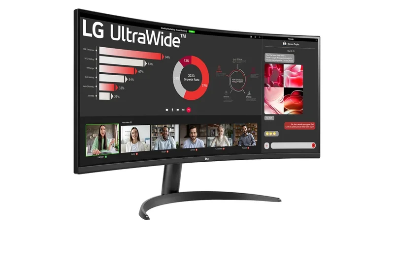 LG 34WR50QK-B, 34" UltraWide Curved, AG, VA, 5ms, 1ms MBR, 3000:1, 300 cd/m2, 21:9, WQHD 3440x1440, HDR 10, sRGB 99%, FreeSync, 100 Hz, HDMI, DisplayPort, Tilt, Reader Mode, PBP, Headphone Out, Black