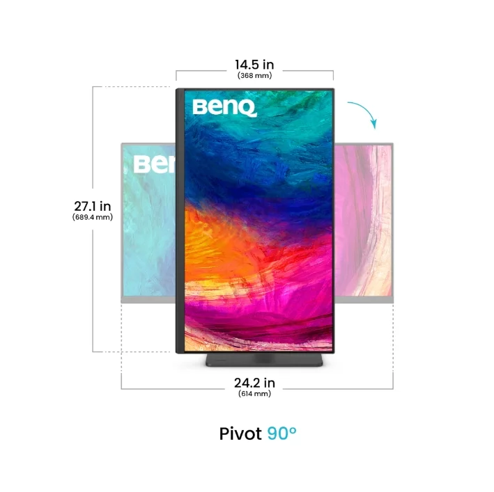 BenQ PD2706QN, 27", 100Hz, QHD IPS, AQCOLOR, Designer, Pantone, Nano Matte Panel, HDR10, 100% sRGB, Card Reader, HDMI (2.0), DP (1.4), USB-C (DP alt. PD 90W), USB Hub, 3.5 Jack, 2x 3W, Pivot, Height adj. 115mm, VESA 100