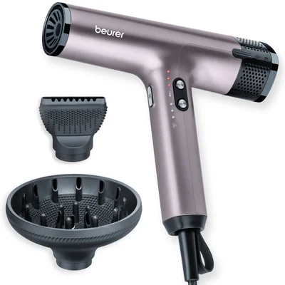 Beurer HC 100 Excellence Hair dryer, ECO technology, lightweight and ergonomic, Slim, magnetic nozzle and diffuser, Ion function, 4 temperature and blower settings, Integrated memory function