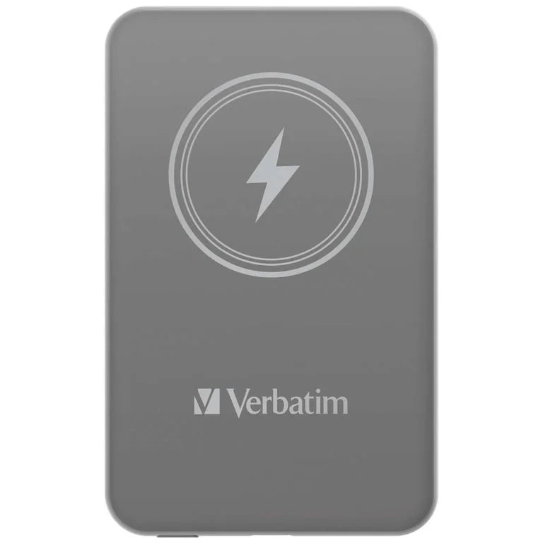 Външна батерия Verbatim MCP-5GY 5000mAh USB-C PD 20W / Магнитно безжично зареждане 15W Сива