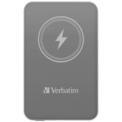 Външна батерия Verbatim MCP-5GY 5000mAh USB-C PD 20W / Магнитно безжично зареждане 15W Сива