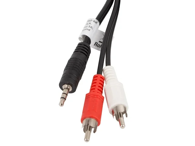 Аудио кабел Lanberg 3.5mm AUX, мъжки към 2x RCA (чинч), 5 м, черен