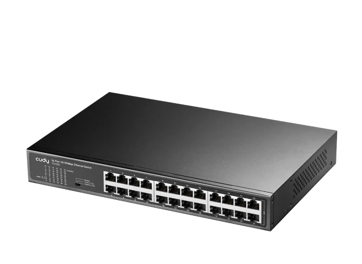 Cudy FS1024 24-Port 10/100 Mbps Metal Switch, 24 10/100 Mbps RJ45 Ports, Rack-mountable Steel Case