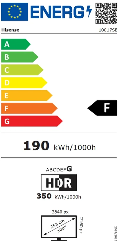 Hisense, 100''U7SE,ULED Smart, FALD, 165Hz, 5000:1,Quantum Dot, Dolby vision IQ,Vidaa, ADS, Black
