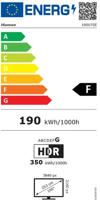 Hisense, 100''U7SE,ULED Smart, FALD, 165Hz, 5000:1,Quantum Dot, Dolby vision IQ,Vidaa, ADS, Black
