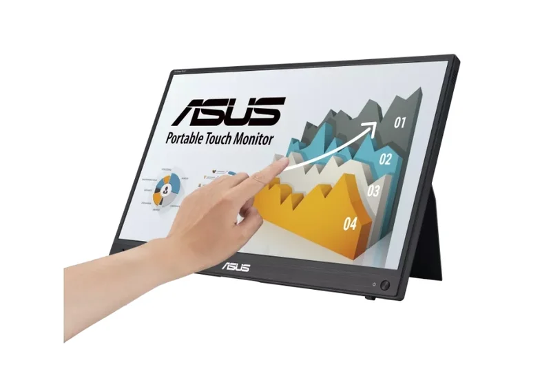 Asus ZenScreen Touch MB16AMTR portable monitor, 16 '' FHD (1920 x 1080), IPS, 10-point touch, 250 cd/m2,Built-in Battery, Hybrid Signal Solution, Mini-HDMI, ergo kickstand, tripod socket, ASUS Flicker Free and Low Blue Light technologies, 2 x1w, Black