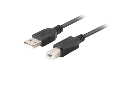 USB кабел Lanberg USB-A към USB-B 2.0 с ферит, 1.8 м, черен
