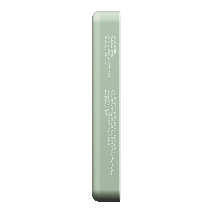 Verbatim Charge 'n' Go Essentials Power Bank Magnetic Wireless 10000mAh Green