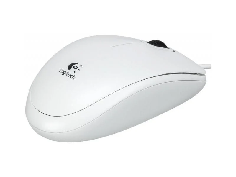 Мишка Logitech – B100, кабелна, USB, бяла