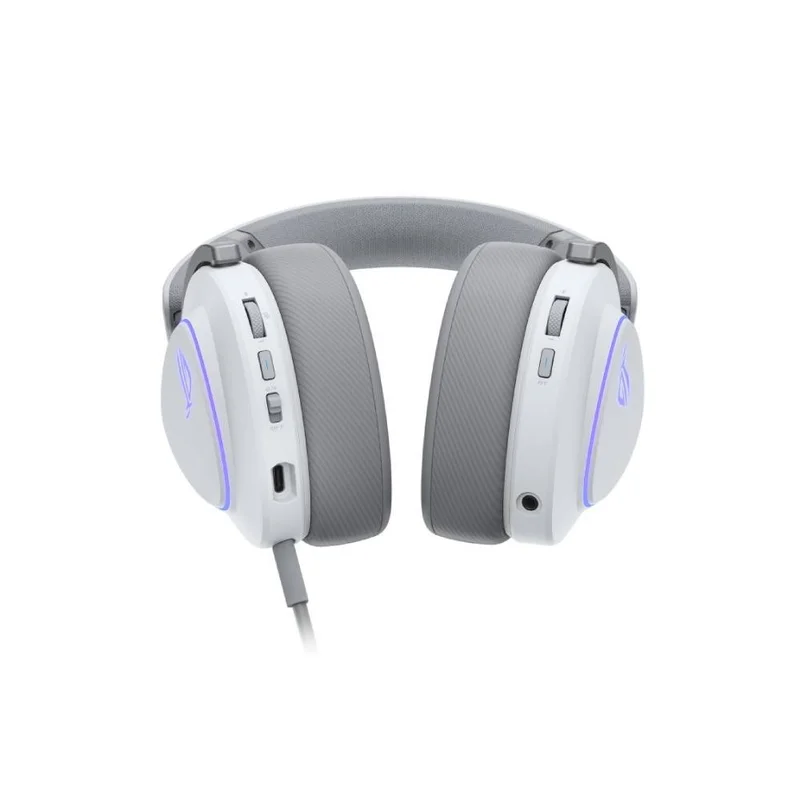 Геймърски слушалки ASUS ROG Delta II Wireless Moonlight White, безжични, 50мм титаниеви говорители, 10мм микрофон, до 110 часа работа, DualFlow Audio, BT, ROG SpeedNova 2.4GHz, 3.5mm, за PC, Switch, PS5, Xbox