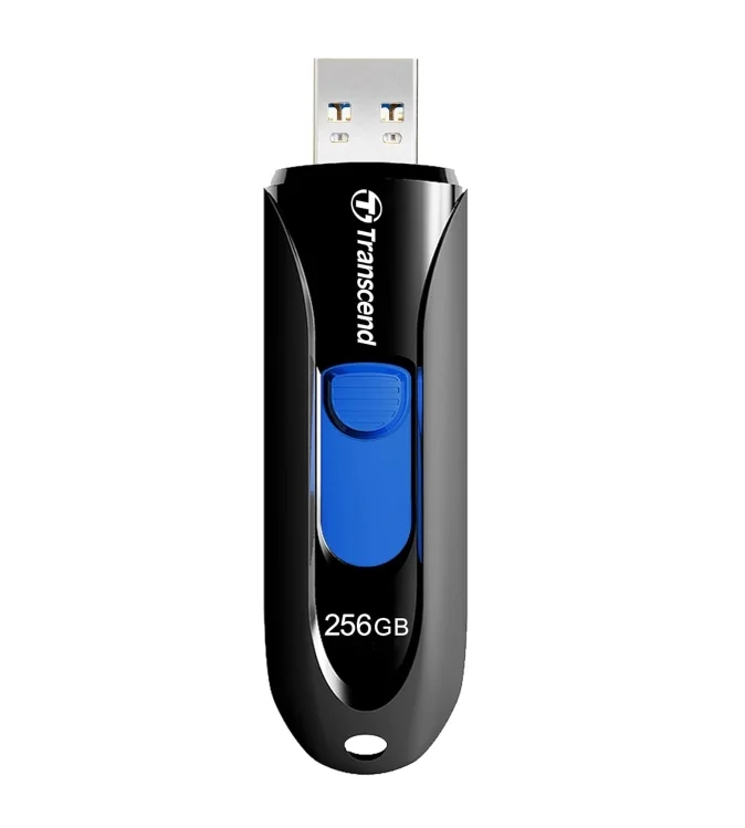 USB флашка Transcend 256GB USB 3.1, без капачка, черна