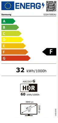 Samsung LS32H700 32" VA LED 60 Hz, 5 ms GTG, 3840x2160, 300 cd/m2 Display Port 1.4 HDMI 2.2, Black