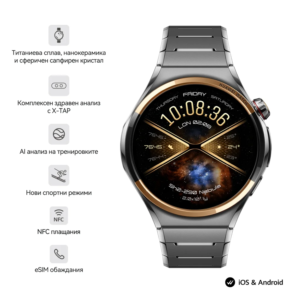 Смарт часовник HUAWEI – Watch 6 Pro Niz-L29D Space Edition, 46.4 mm, 1.5" LTPO OLED, 2GB RAM, 64GB, 4G LTE, титан