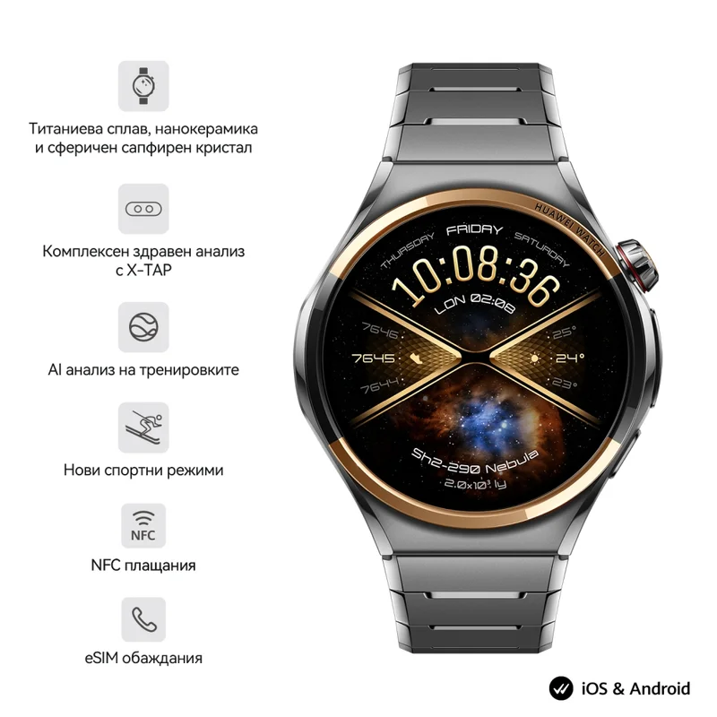 Смарт часовник HUAWEI – Watch 6 Pro Niz-L29D Space Edition, 46.4 mm, 1.5" LTPO OLED, 2GB RAM, 64GB, 4G LTE, титан