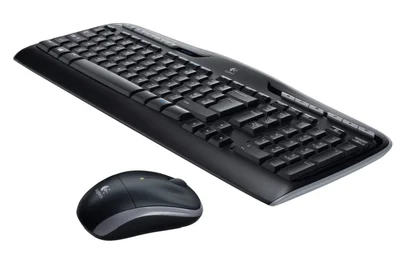 Комплект безжична клавиатура и мишка Logitech MK330, Черен, US International
