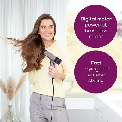 Beurer HC 100 Excellence Hair dryer, ECO technology, lightweight and ergonomic, Slim, magnetic nozzle and diffuser, Ion function, 4 temperature and blower settings, Integrated memory function
