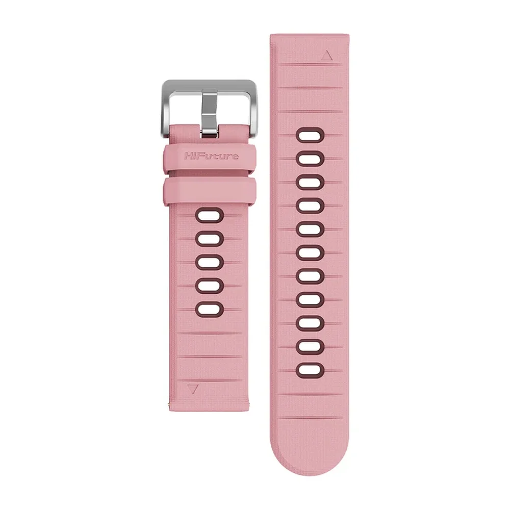 HiFuture Pilot-S Pink, Bio-Color Injection, Powder Metallurgy Stainless Steel Buckle, Solid Silicone, Unique Patterns, Fit Size: 22mm