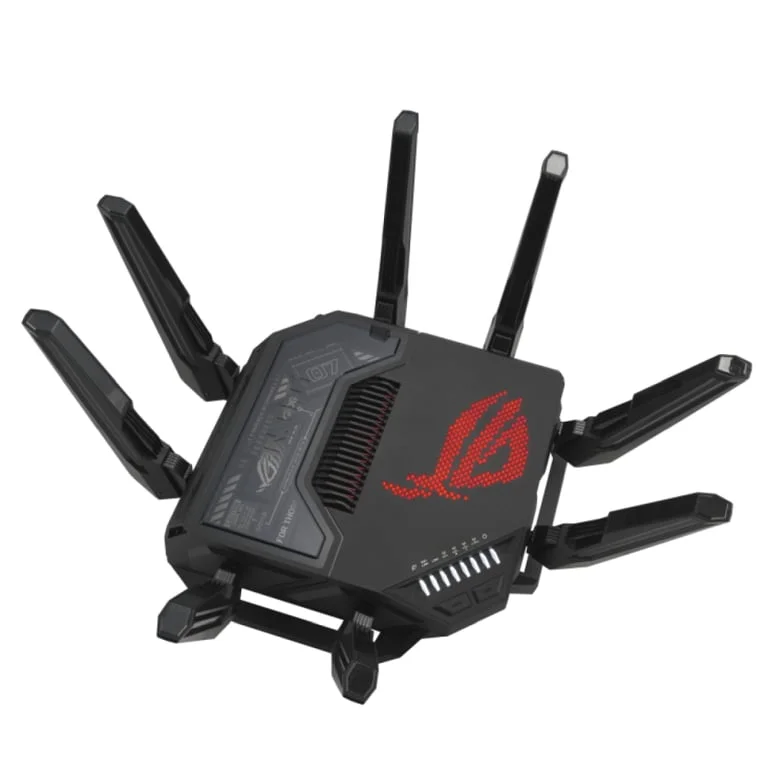 Asus Gaming Wireless Router, ROG Rapture GT-BE98, BE25000, Quad-Band, Quad-Core 2.6GHz CPU, 256MB/2GB Flash/RAM, 10G dual-port, 2.5G quad-port, AiProtection Pro, RangeBoost Plus, AiRadar TX, open NAT, VPN Fusion, multiple SSIDs, IPTV, RGB, AiMesh, Black