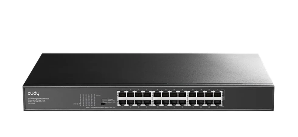 Cudy GS1024E 24-Port Gigabit Rackmount Light Managed Switch, 24 Gigabit RJ45 Ports, 19-inch Rack-mountable Steel Case