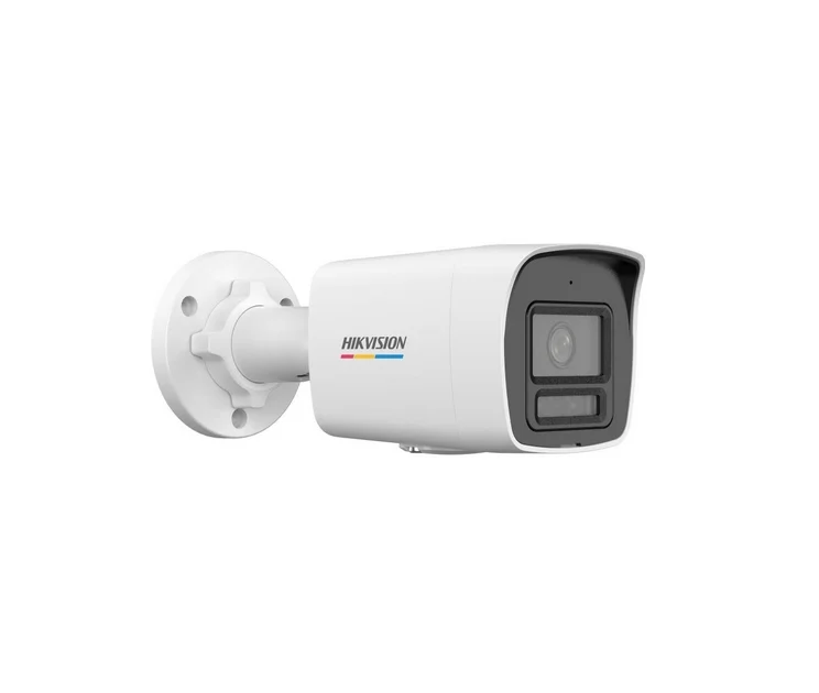 HikVision 4 MP ColorVu with Smart Hybrid Light Fixed Bullet Network Camera, 4 mm, F1.0, IR, White Light up to 30m, H.265+, IP67, built-in microphone, 12Vdc/PoE 7.5W