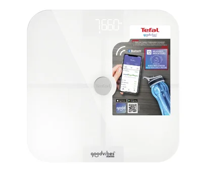 Електронен кантар Tefal – BM9640S1 Goodvibes Sport, диагностичен, 180 kg, бял